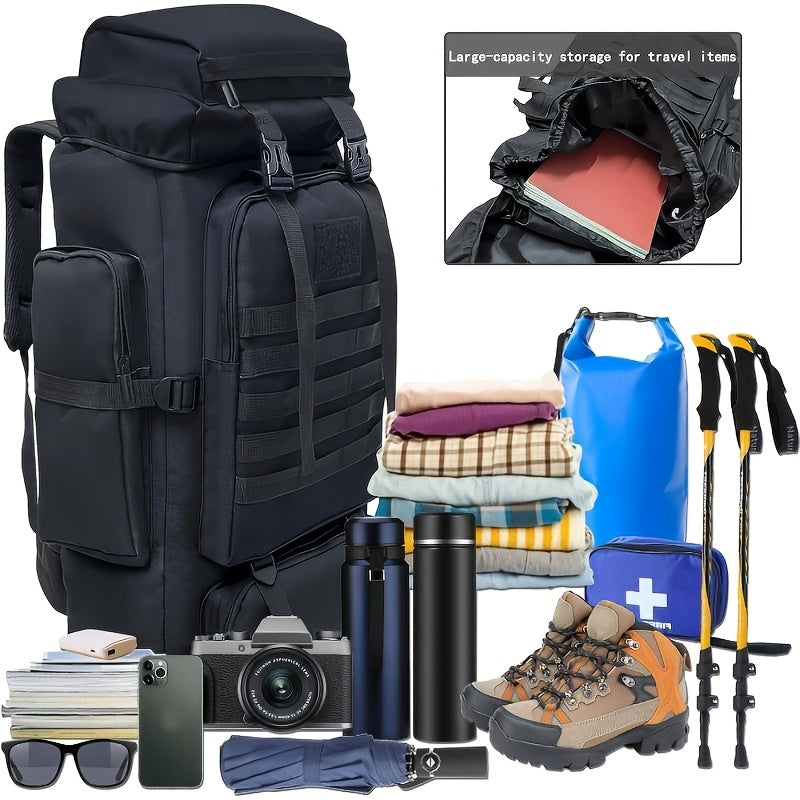 75L Camo suv o'tkazmaydigan, dog'ga chidamli, sayohat uchun sumka, sozlanadigan kamarlar bilan