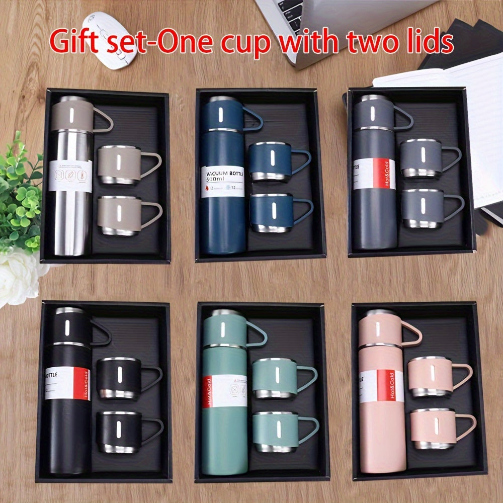 Stainless Steel Travel Mug Set with 3 Lids for Hot Cold Drinks