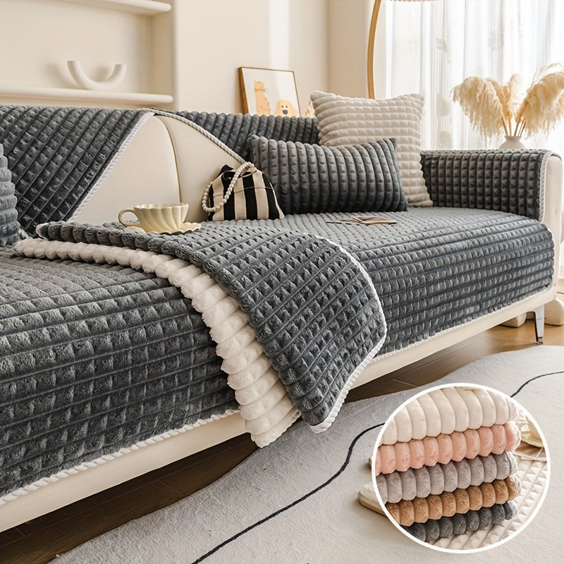 Funda de sofá de terciopelo con respaldo antideslizante para todas las estaciones, amigable con las mascotas, decoración para sala de estar y oficina