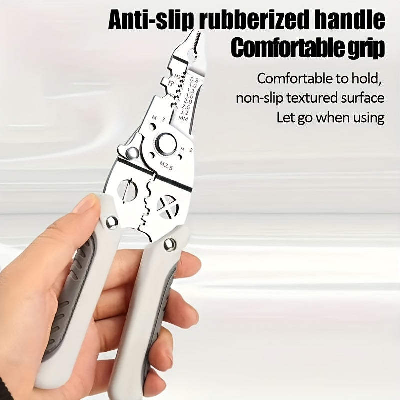 Wire Stripper and Crimping Tool Chrome Vanadium Steel Non-Slip Grip for Electricians