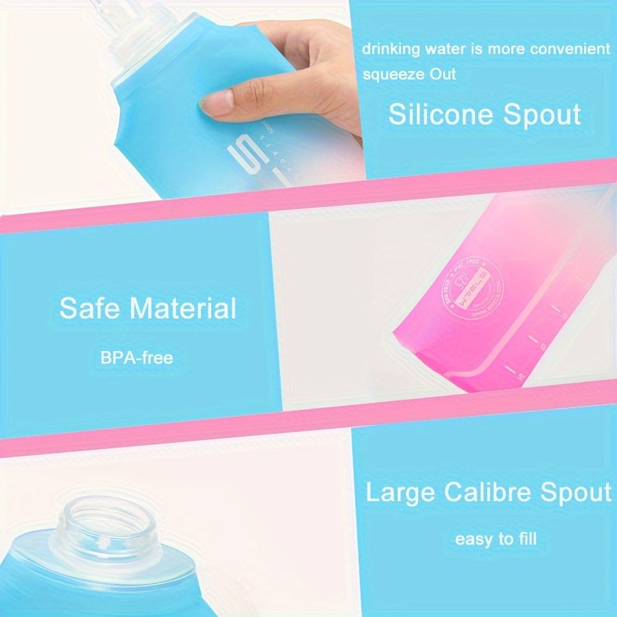 Collapsible Silicone Water Bottles 8.5oz and 17oz BPA-Free for Running Hiking Cycling