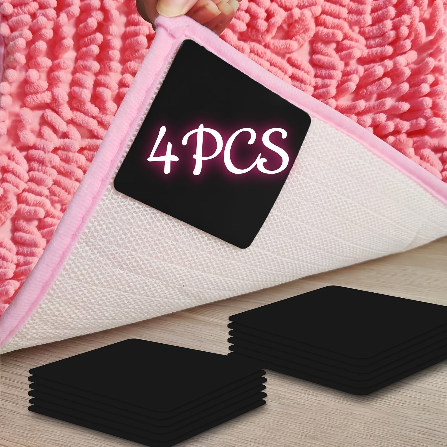 Black Non-Slip Carpet Mat for Hardwood Floors Reusable Washable Grips