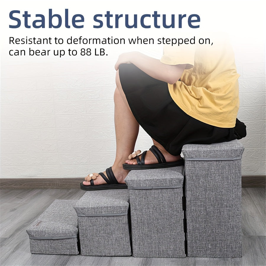 Escalera plegable de 4 niveles para mascotas de color gris para perros pequeños y minúsculos