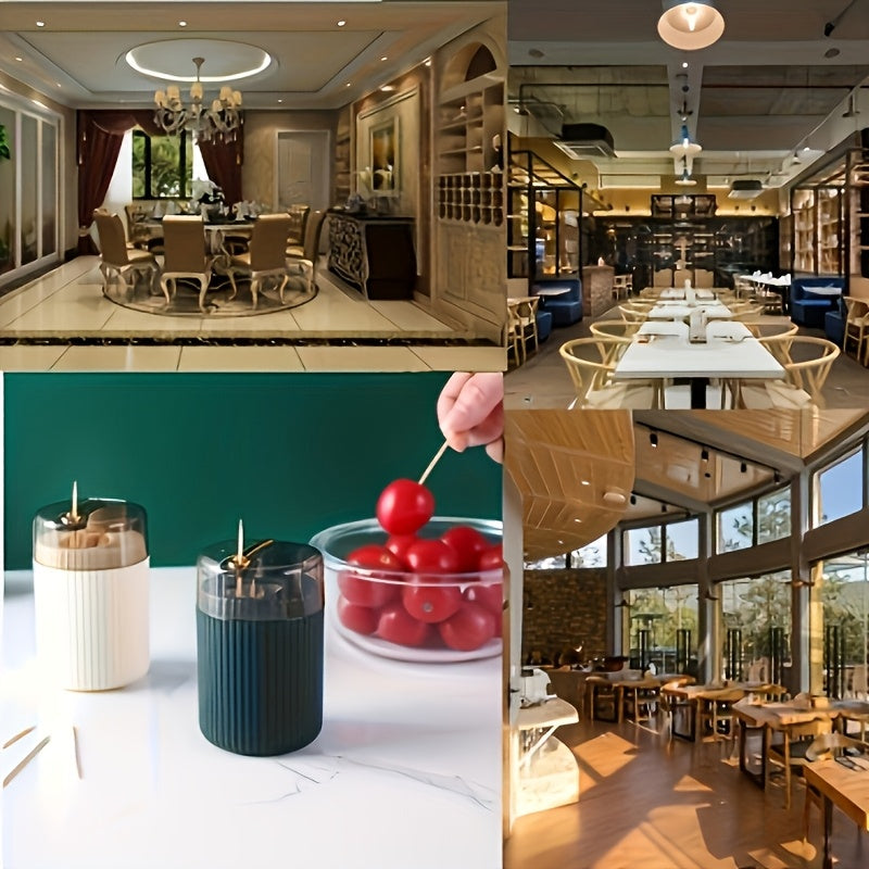 Automatic Plastic Toothpick Dispenser with Button for Kitchen or Dining Table