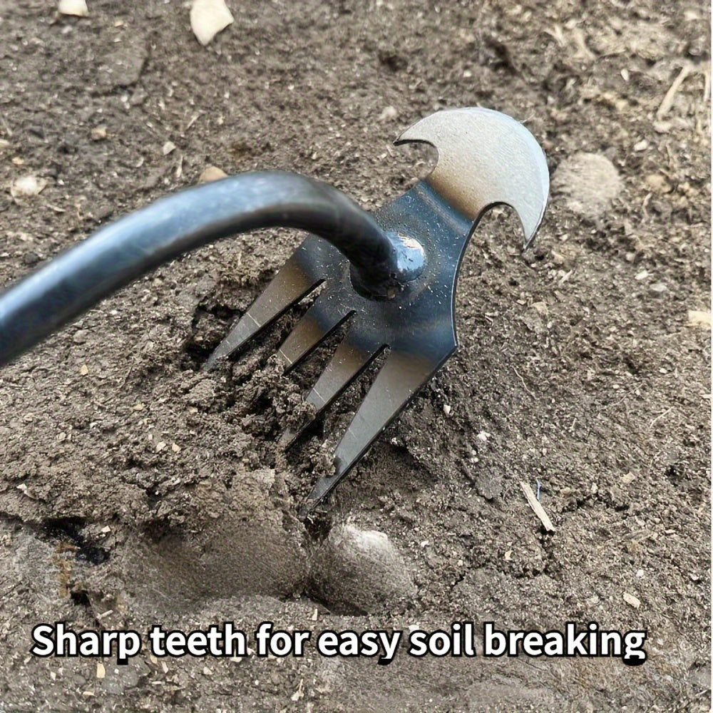 Long-Handled Garden Weeder 30/50cm Manganese Steel with 4 Teeth for Weeding and Uprooting