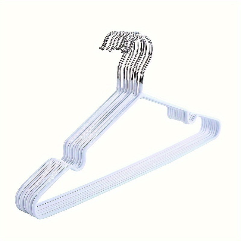 Set of 10 Metal Hangers with Grooved Non-Slip Design for Closet and Wardrobe Storage