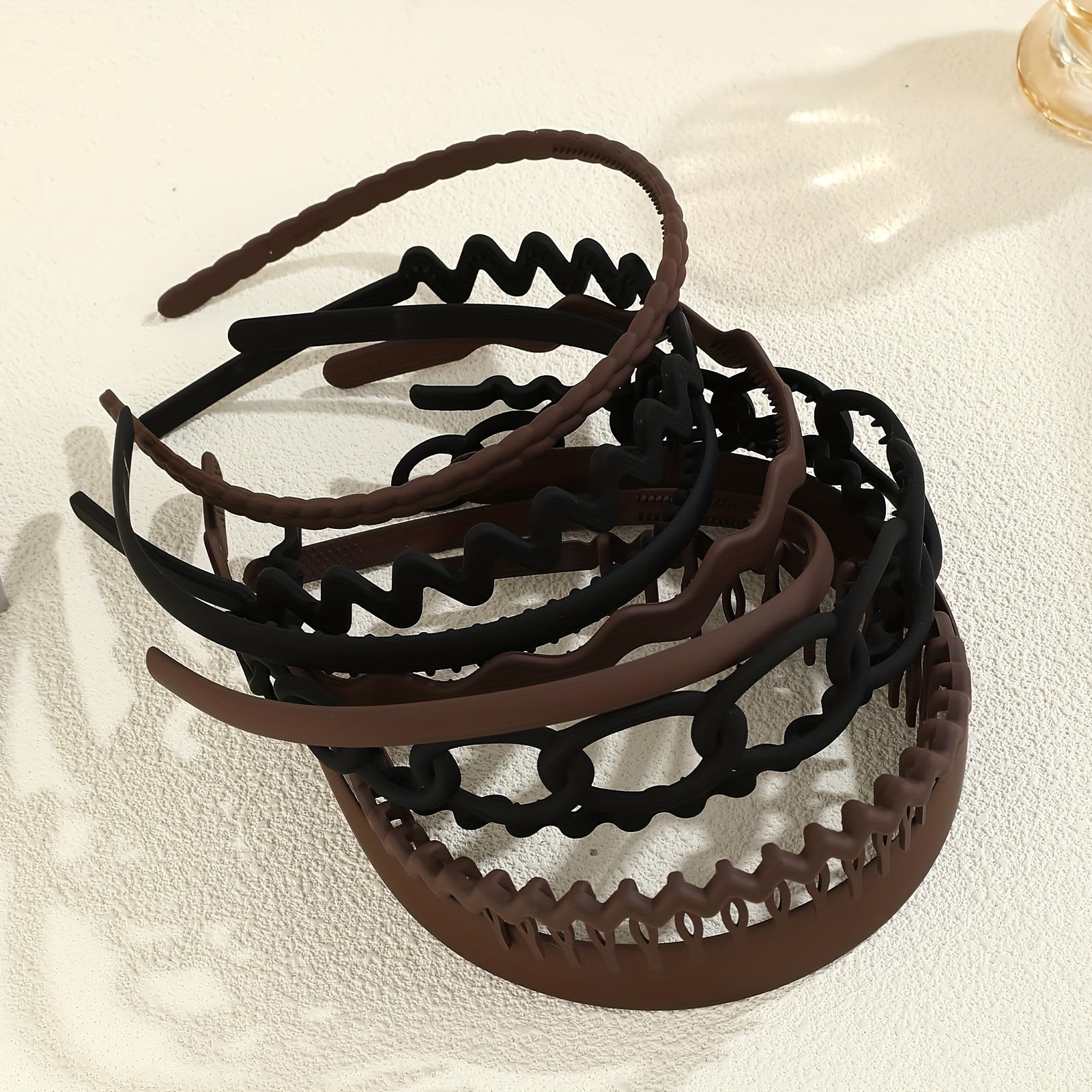 Набор из 9 зубчатых повязок на голову с нескользящей матовой поверхностью, однотонные аксессуары для волос