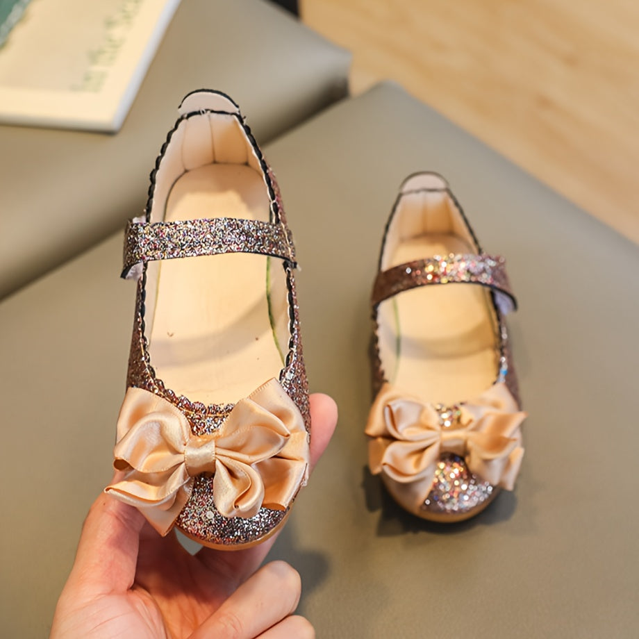 2024 Honey Girl Qiziqarli Mary Jane Poyabzal, Kundalik va Bayram uchun Qaymoq, PU Yuqori Qism, Gumdan Yasalgan Tekis Poyabzal, Kamon Tafsiloti bilan