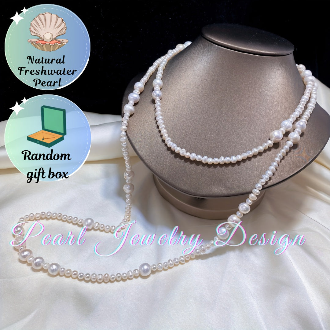 Women’s Freshwater Pearl Necklace Long Minimalist Sweater Chain Gift