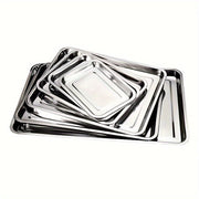Stainless Steel Rectangular Serving Tray for BBQ Baking Steaming and Food Serving