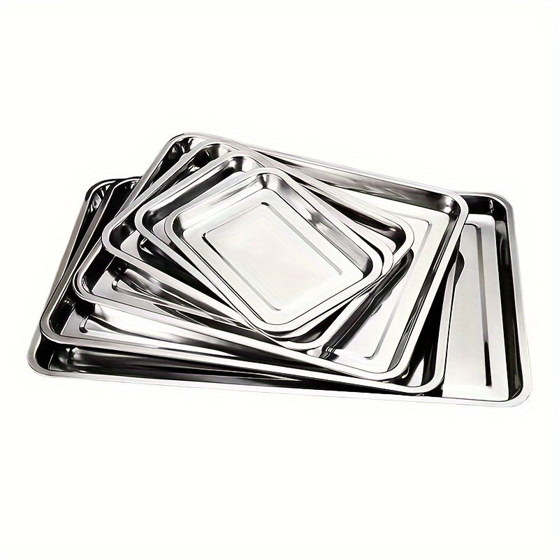 Stainless Steel Rectangular Serving Tray for BBQ Baking Steaming and Food Serving