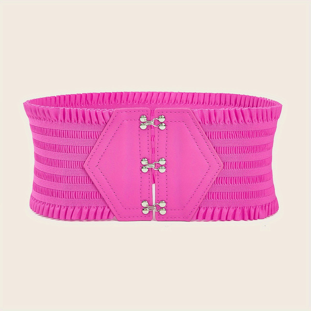 Women's Elastic Waistband Dress Girdle with Candy-Colored Ruffles and Wide Belt