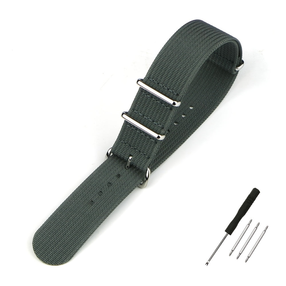 Ribbed Nylon Watch Strap 18mm 20mm 22mm Braid Ballistic Fabric Watch Band