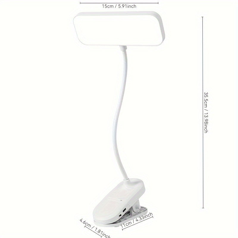 LED Desk Lamp Dimmable Adjustable Color Temperature Clip-On Touch Control Battery USB