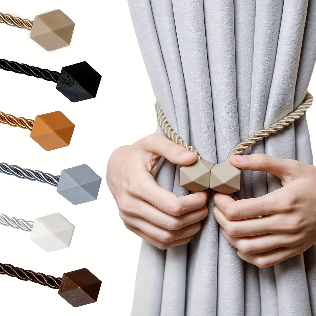 Rope-Style Magnetic Curtain Tiebacks for Living Room and Home Decor