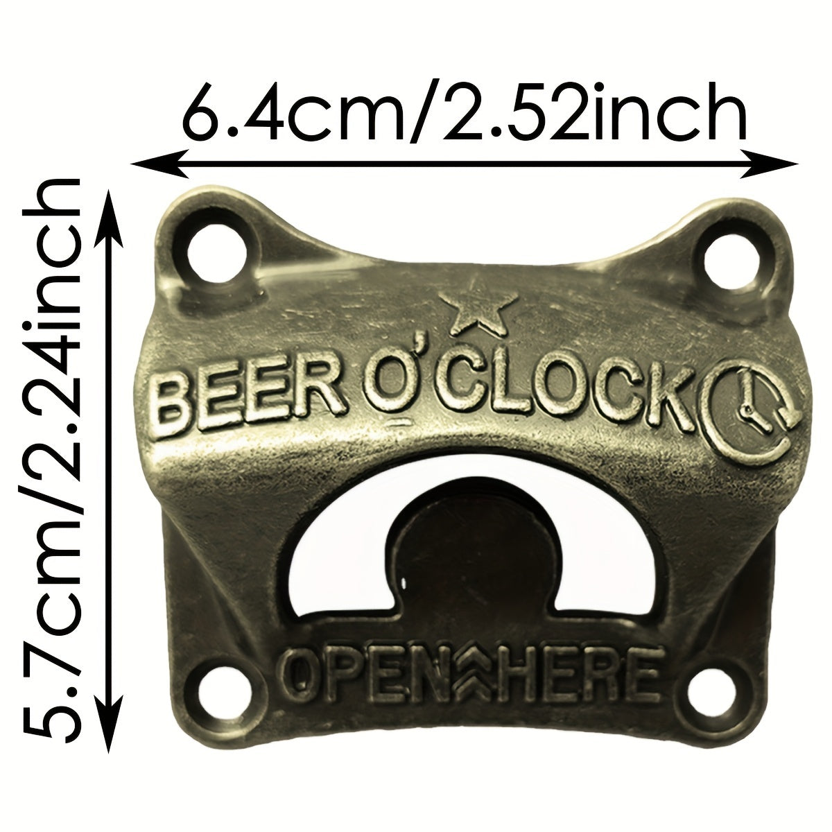 Embossed Beer O' Clock Cat Shape Wall Mounted Bottle Opener Retro Kitchen Tool