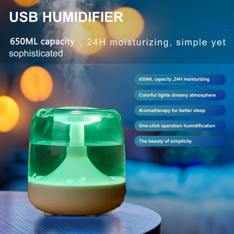 Красочный 650 мл прозрачный увлажнитель с ночником и тихим туманом