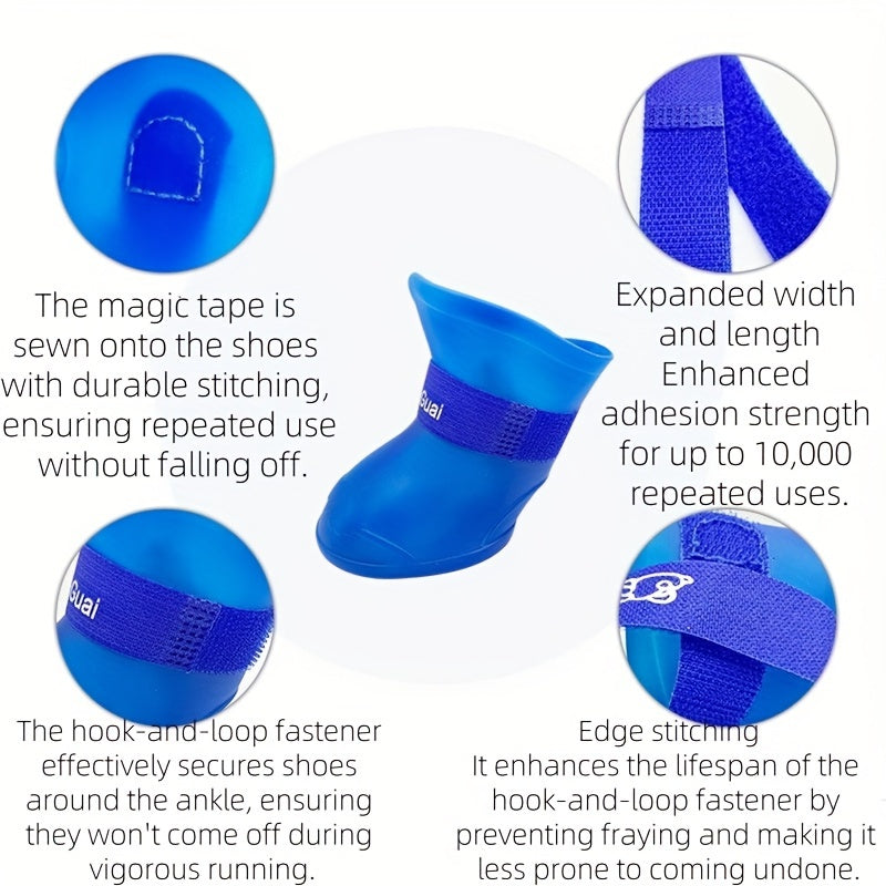 Waterproof Non-Slip Dog Rain Boots for Small to Medium Breeds PVC Soft Sole Adjustable Closure
