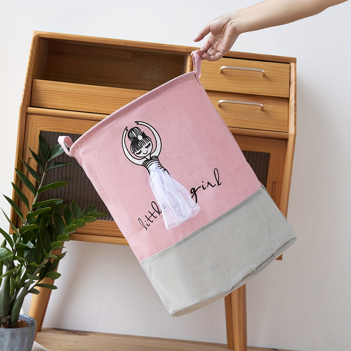 Kids Girls Collapsible Fabric Laundry Hamper with Handles for Toys Clothes and Books