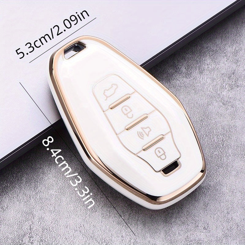 Soft TPU Key Fob Cover with Keychain for SUV Remote Control Protection