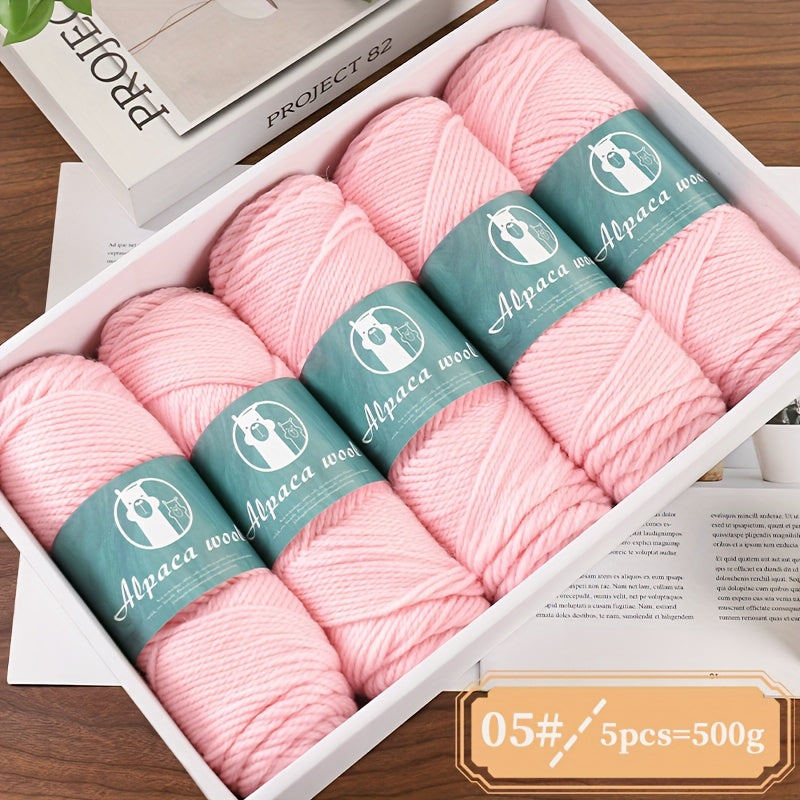 5-Pack Multicolor Alpaca Wool Yarn 500g Thick-Thin Self-Striping and Ombre