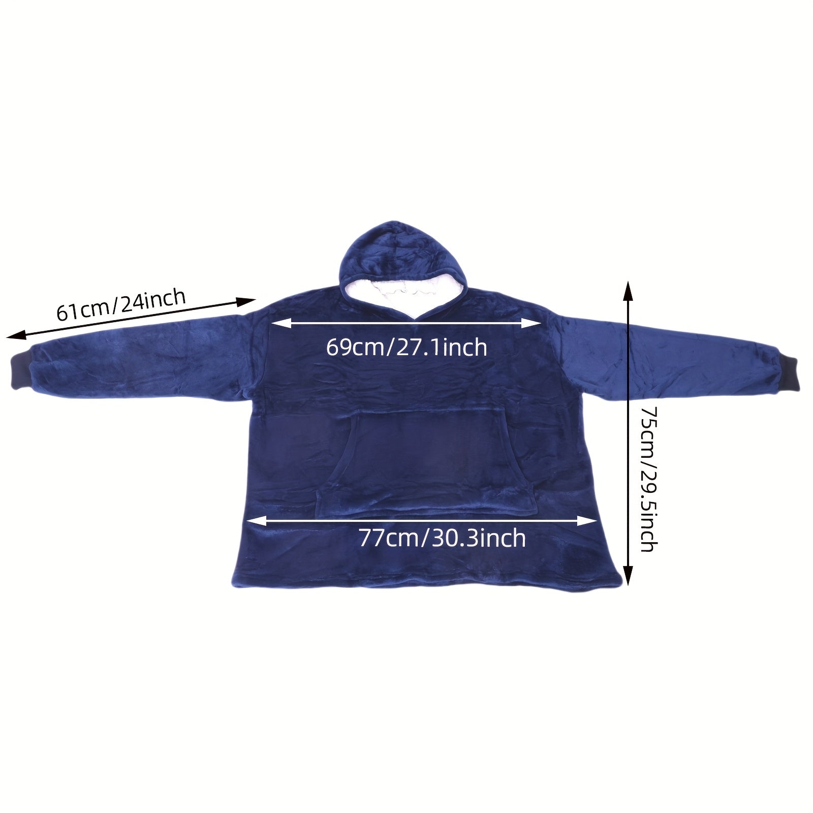 Wearable Heated Blanket Hoodie Flannel Blue Adjustable Thermostat 5-Speed