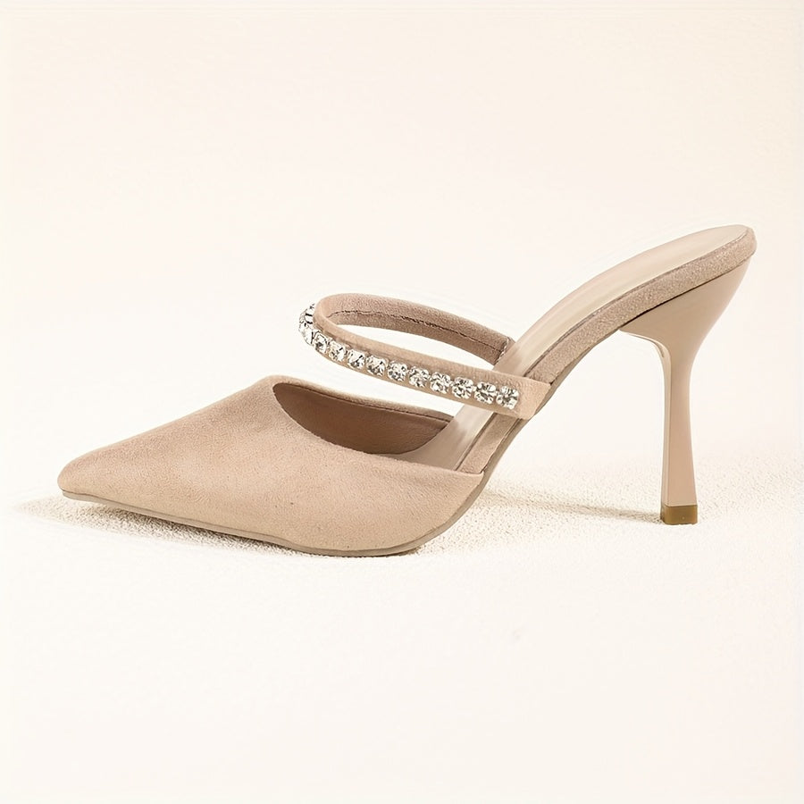 Women's Pointed High Heels with Rhinestones for Formal Events
