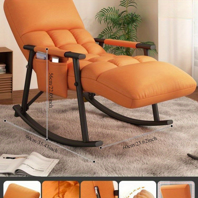 Adult Nordic Style Rocking Lounge Chair with Handle Recliner and Washable Tech Cloth