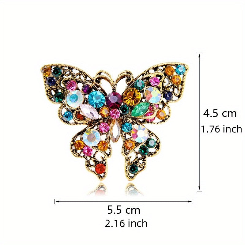 Crystal Butterfly Brooch Pin with Colorful Rhinestones for Women and Men