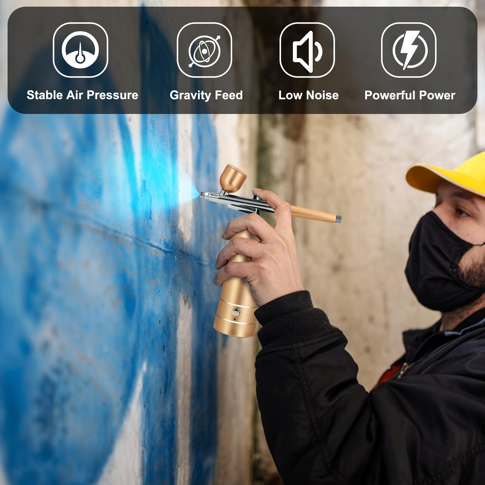 Kit de pulverizador de aire inalámbrico con boquilla de 0.3mm, alta presión, batería de 50 minutos