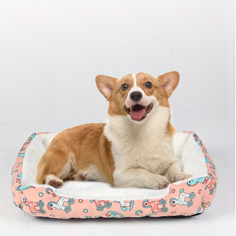 Cartoon Dog and Cat Bed Small Pet Cozy Washable All-Season Comfort
