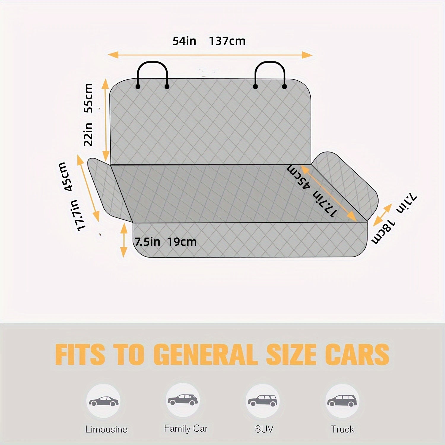 Polyester Dog Car Seat Cover Waterproof Non-Slip Scratch-Proof Seat Belt Openings for Cars Trucks SUVs