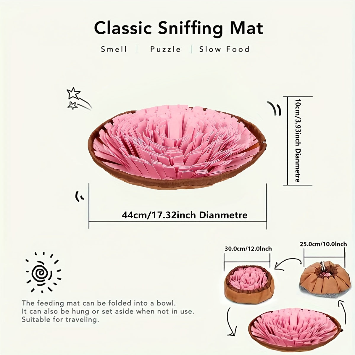 Round Dog Sniffing Puzzle Toy Hide Treats Natural Foraging Stimulating