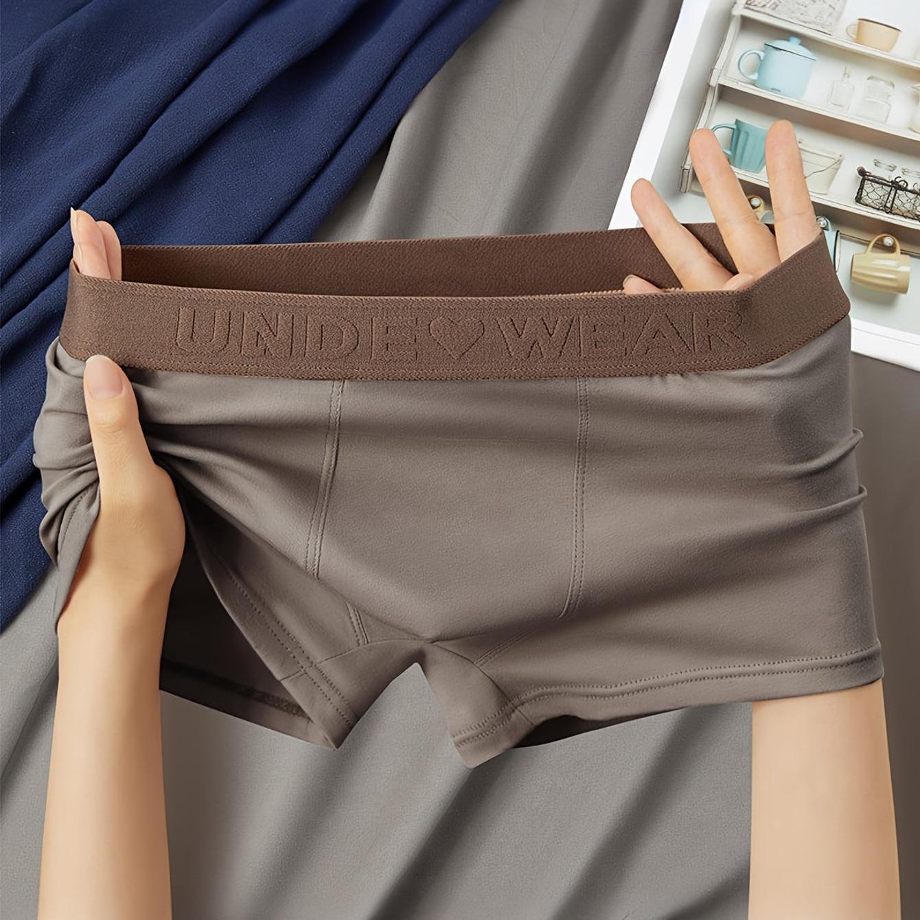 Men's Breathable Cotton Underwear Set Mid-Waist Shorts Solid Color Comfortable Sports Underwear