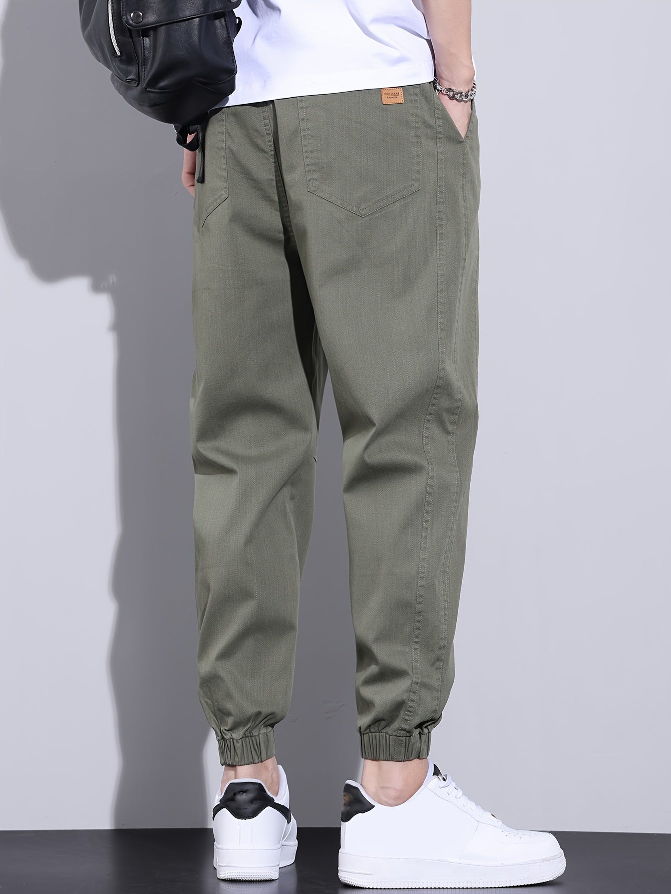 Мужские джоггеры из хлопкового микса свободного кроя с эластичным поясом, универсальный стиль для всех сезонов