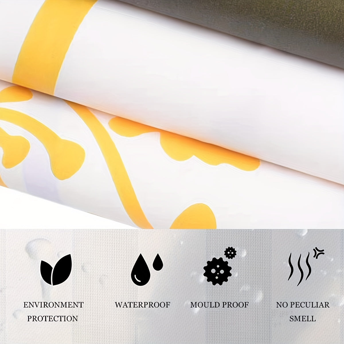 Dandelion Pattern Waterproof PEVA Shower Curtain with Anti-Rust Buttonholes for Bathroom