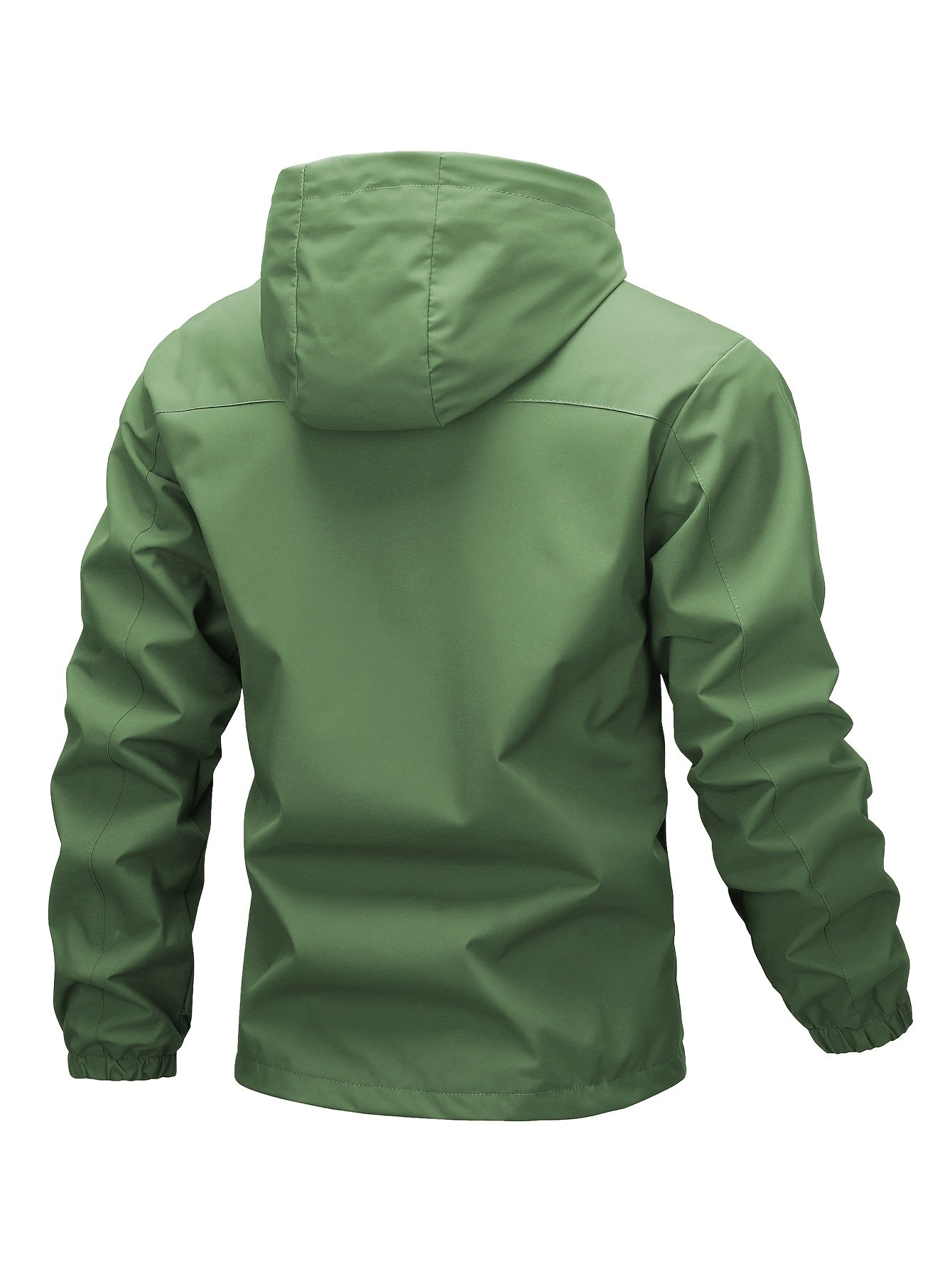 Men's Waterproof Windproof Hooded Jacket with Multi-Pockets Solid Color Outdoor Sports