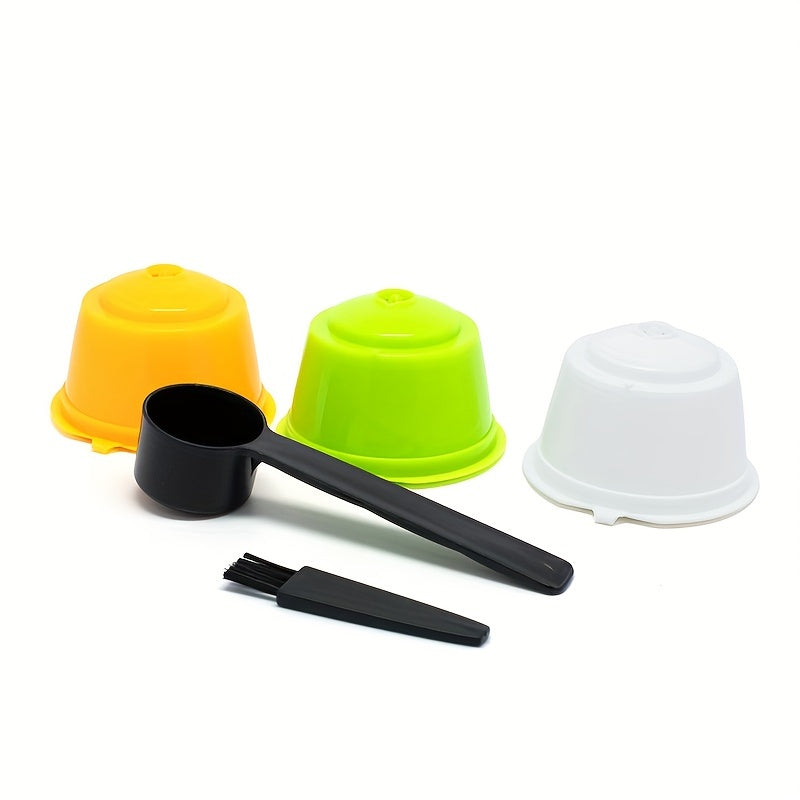 3pcs Reusable Coffee Filter Cups for Dolce Gusto Capsules with Brush and Spoon