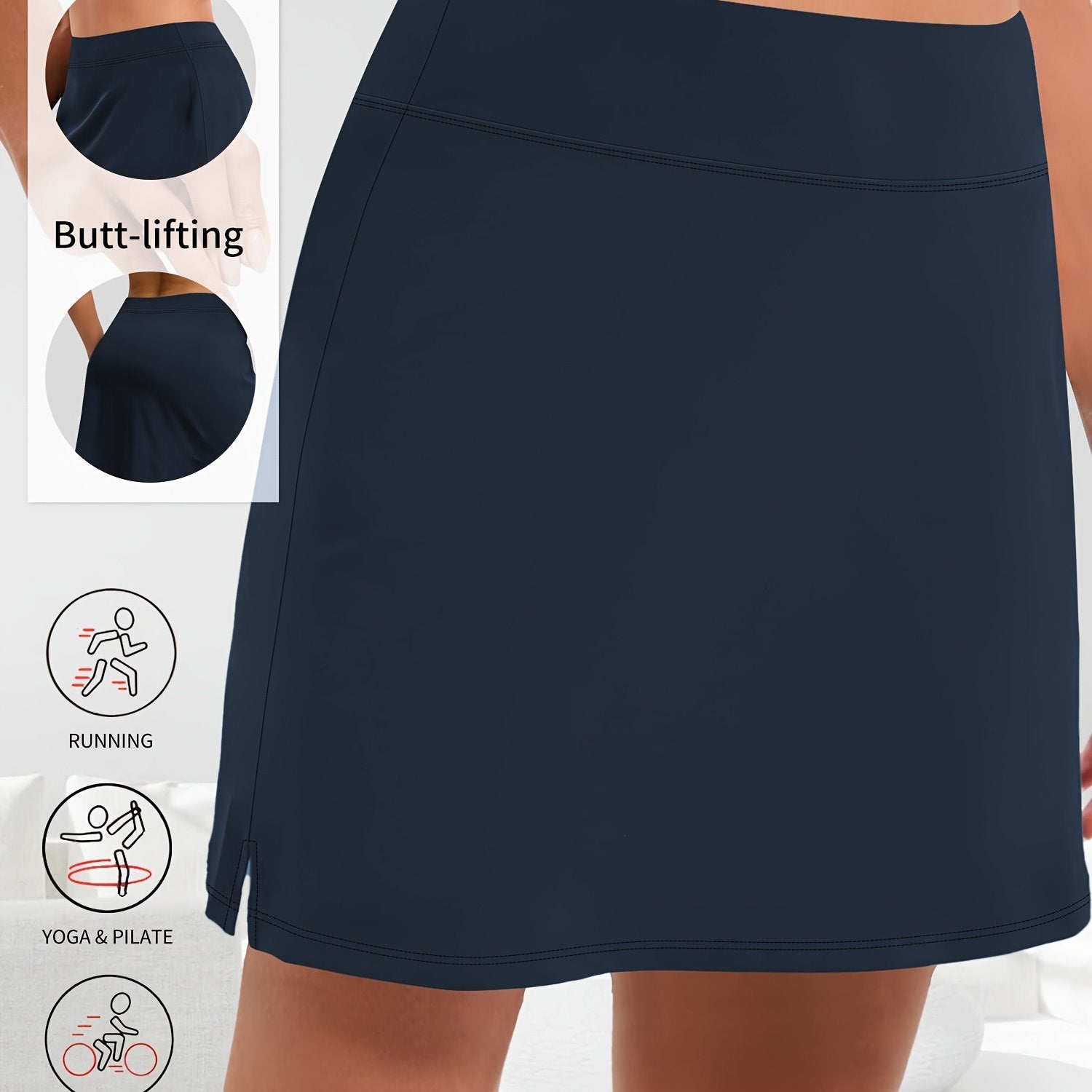 Plus Size High-Waisted A-Line Skirt Shorts with Side Slit Workout-Ready