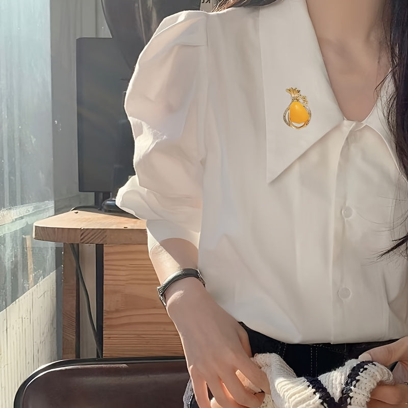 Vintage Pineapple Acrylic Brooch for Women Elegant Jewelry Gift