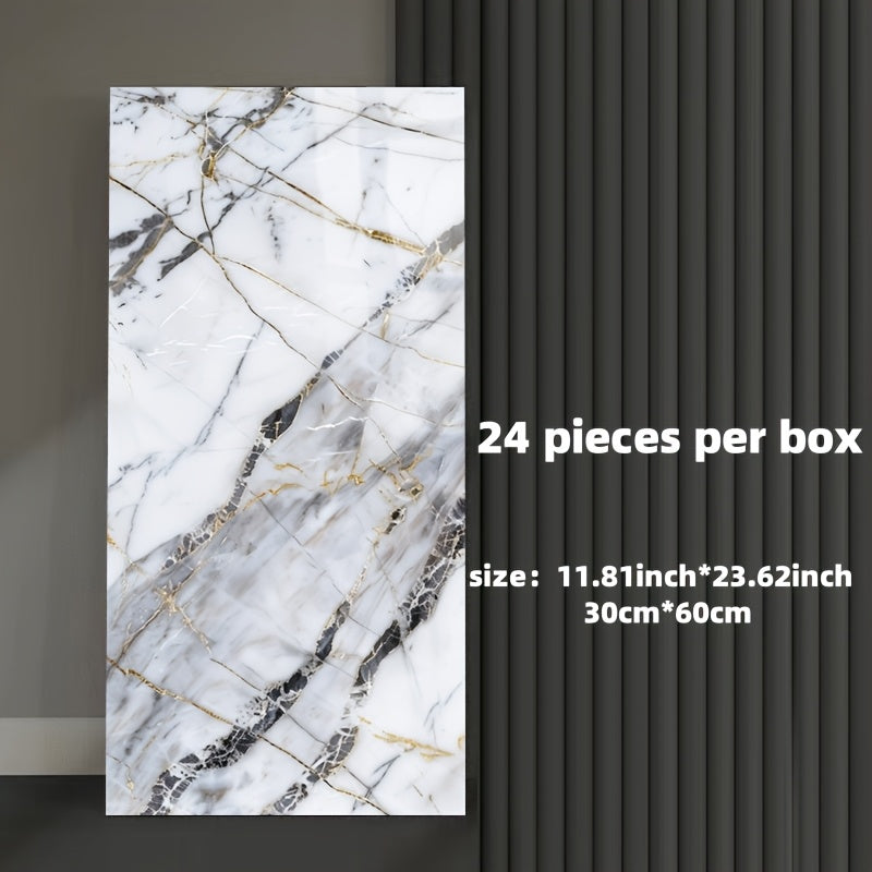 Juego de pegatinas de pared de mármol autoadhesivas para baño, cocina, sala de estar y oficina, 24 piezas