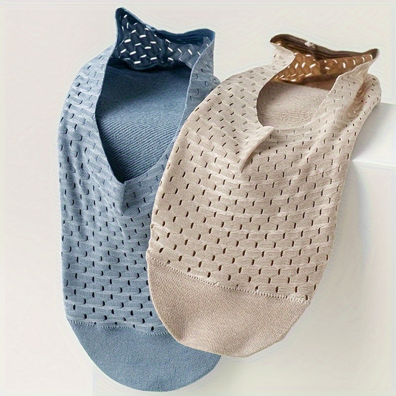 Men's Invisible Socks 5 Pairs Non-Slip Breathable Nylon Spandex Solid