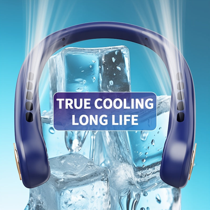 Ventilador de cuello portátil con pantalla digital, 5 velocidades, correa ajustable, recargable por USB