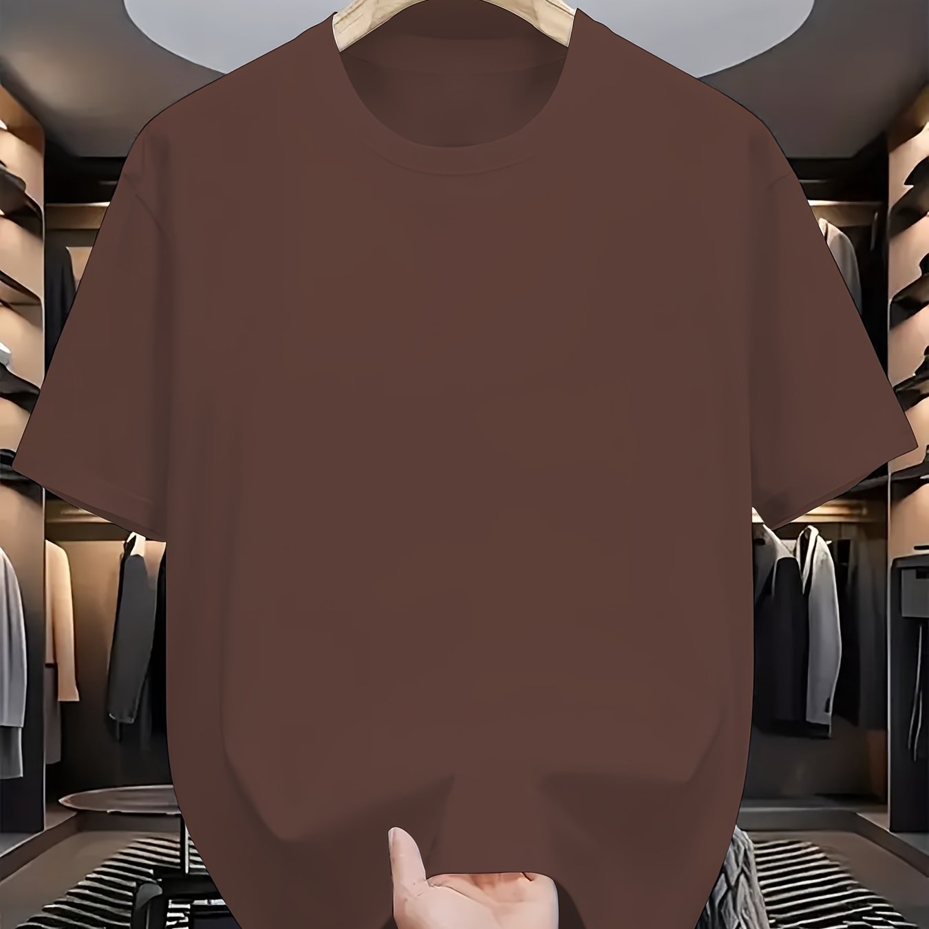 Camiseta de color sólido para adultos con cuello redondo y manga corta, mezcla de poliéster, para todas las estaciones, casual