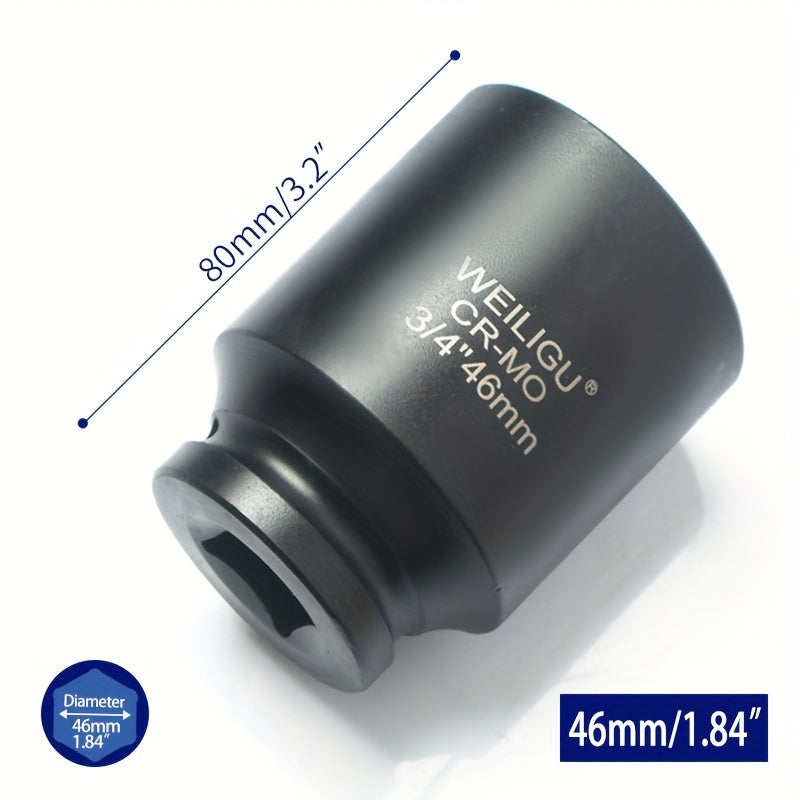 Тяжелая пневматическая головка-ключ 3/4 дюйма, средняя длина, хром-ванадий