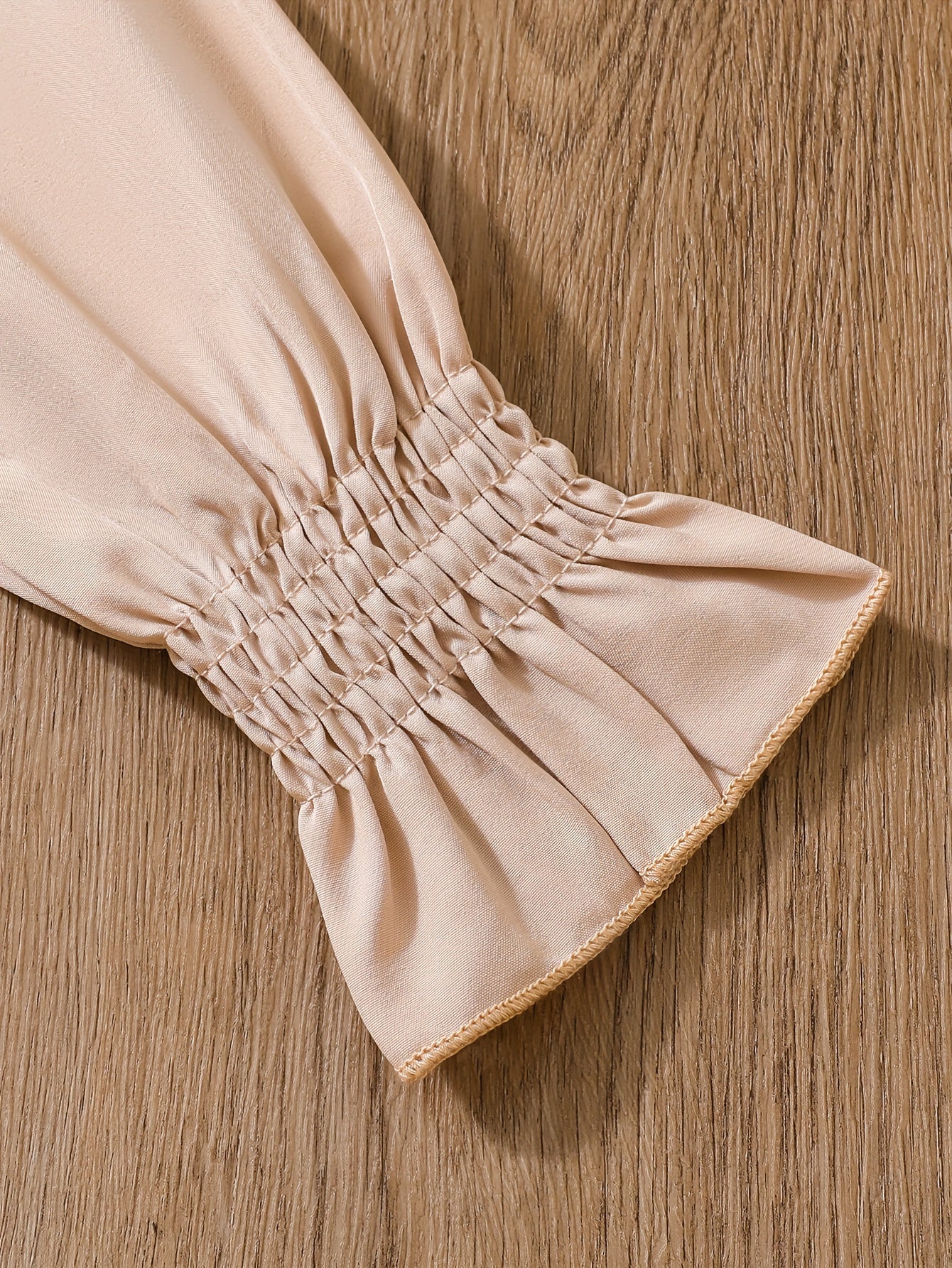 Girls' 12 and Under Apricot Peplum Blouse and Solid Pants Set for Spring Fall Outdoor Wear