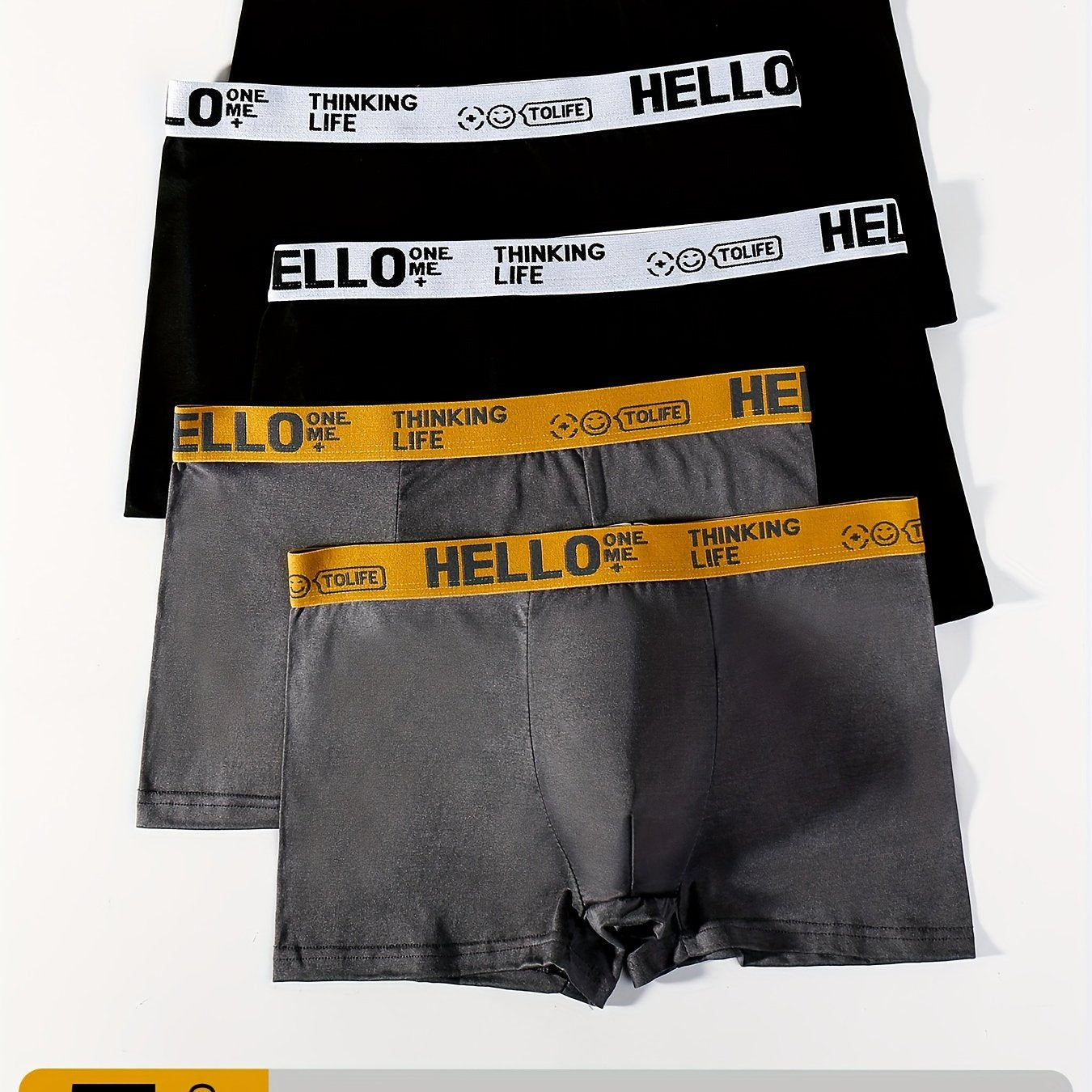 Men's Polyester Blend Boxer Briefs 5 Pack Solid Color High Stretch Knit Fabric