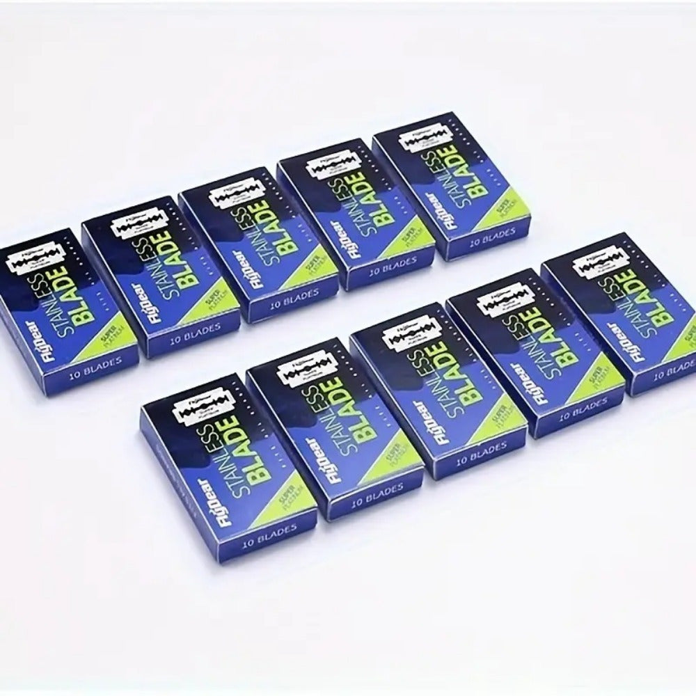 Male Grooming Stainless Steel Double Edge Razor Blades for Barbers, Safety Shaving, 10/20/40/100 Pack