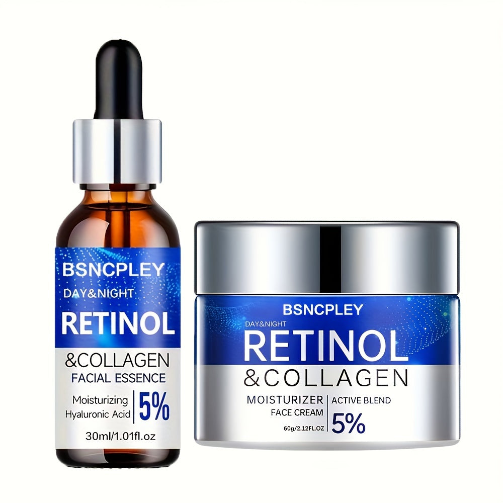 Alcohol-Free Retinol Collagen Firming Cream and Hydrating Serum Set for All Skin Types