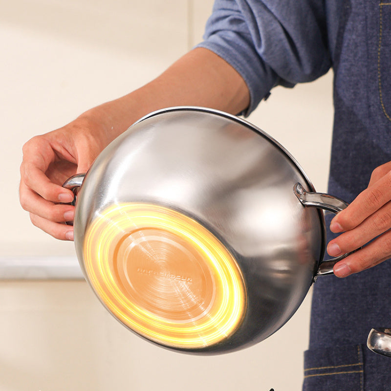 Set of 6 Stainless Steel Cookware Pots with Glass Lids Noodle Soup Stock Pot